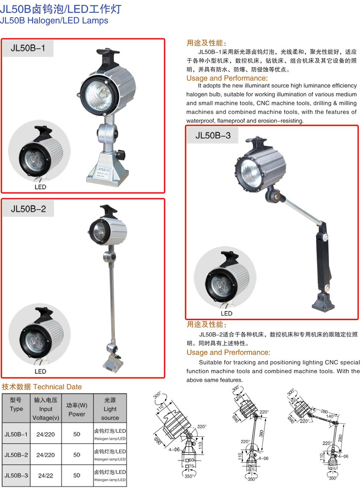 JL50B鹵鎢泡/LED工作燈