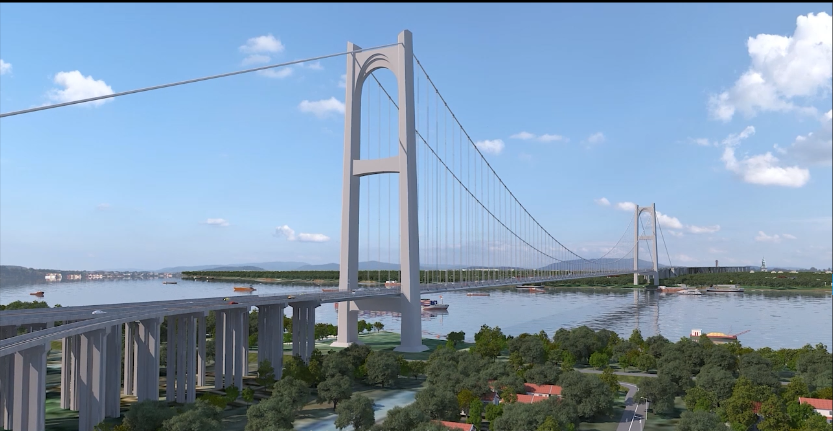 长江大桥工程施工动画