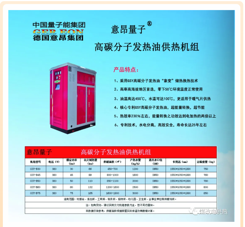 量子能供热机组  煤改电