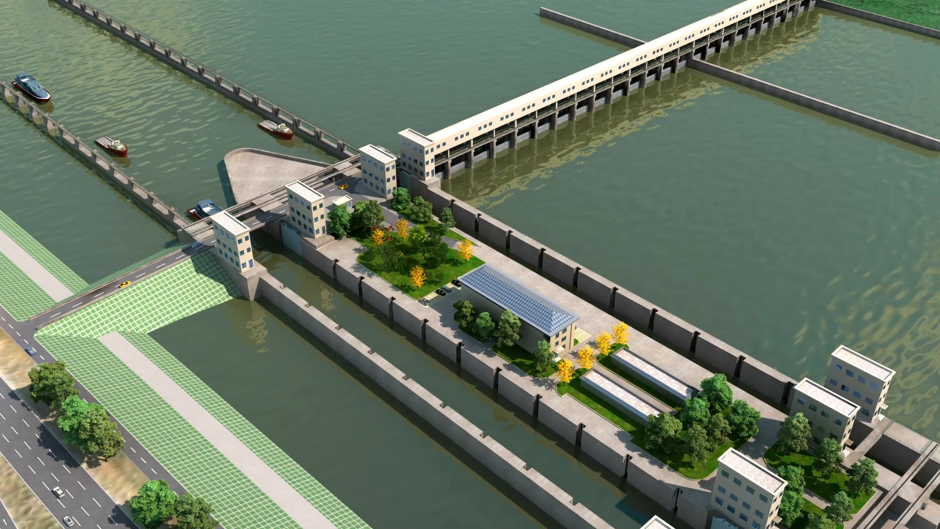 枢纽工程施工动画