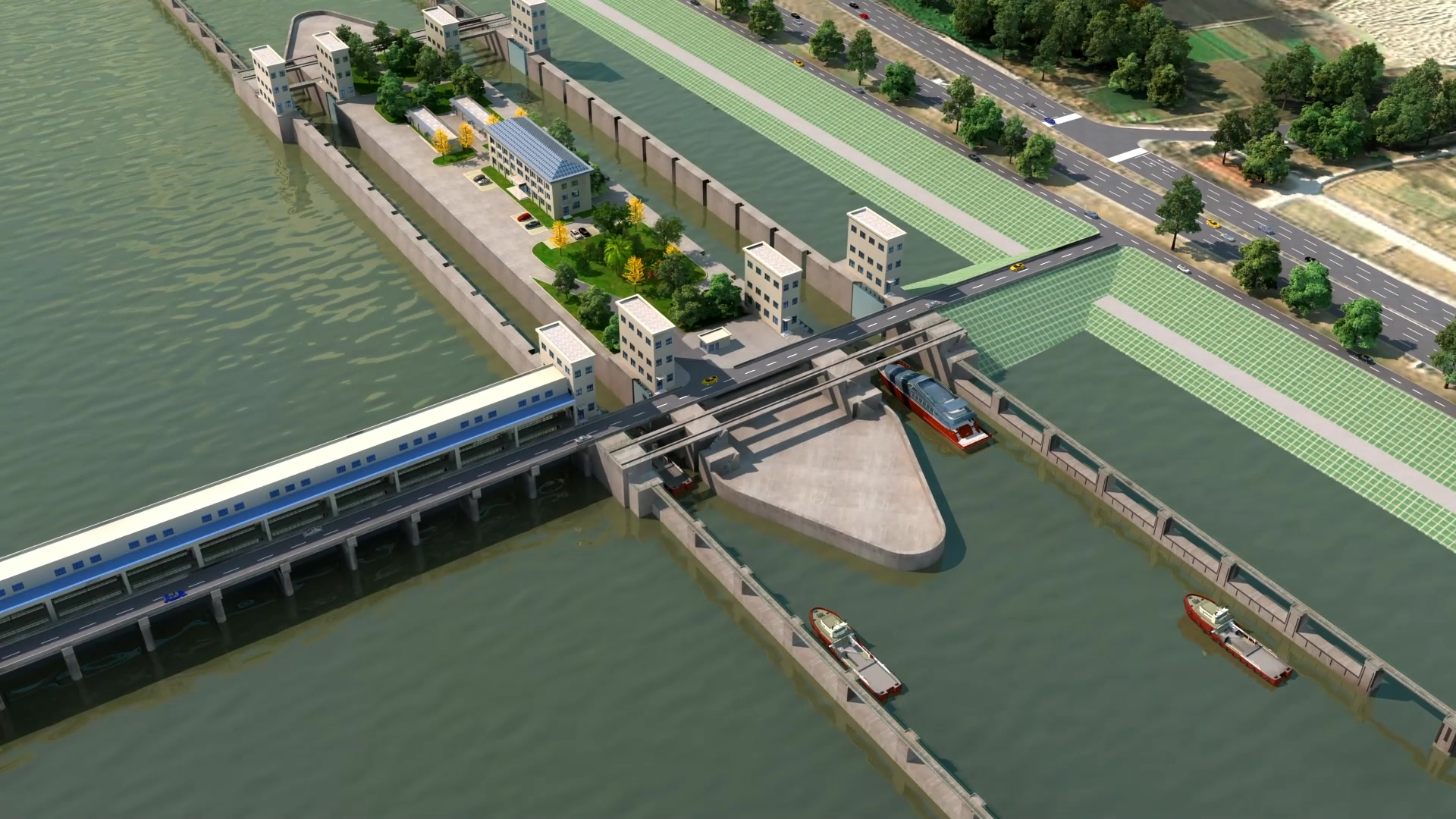 枢纽工程施工动画